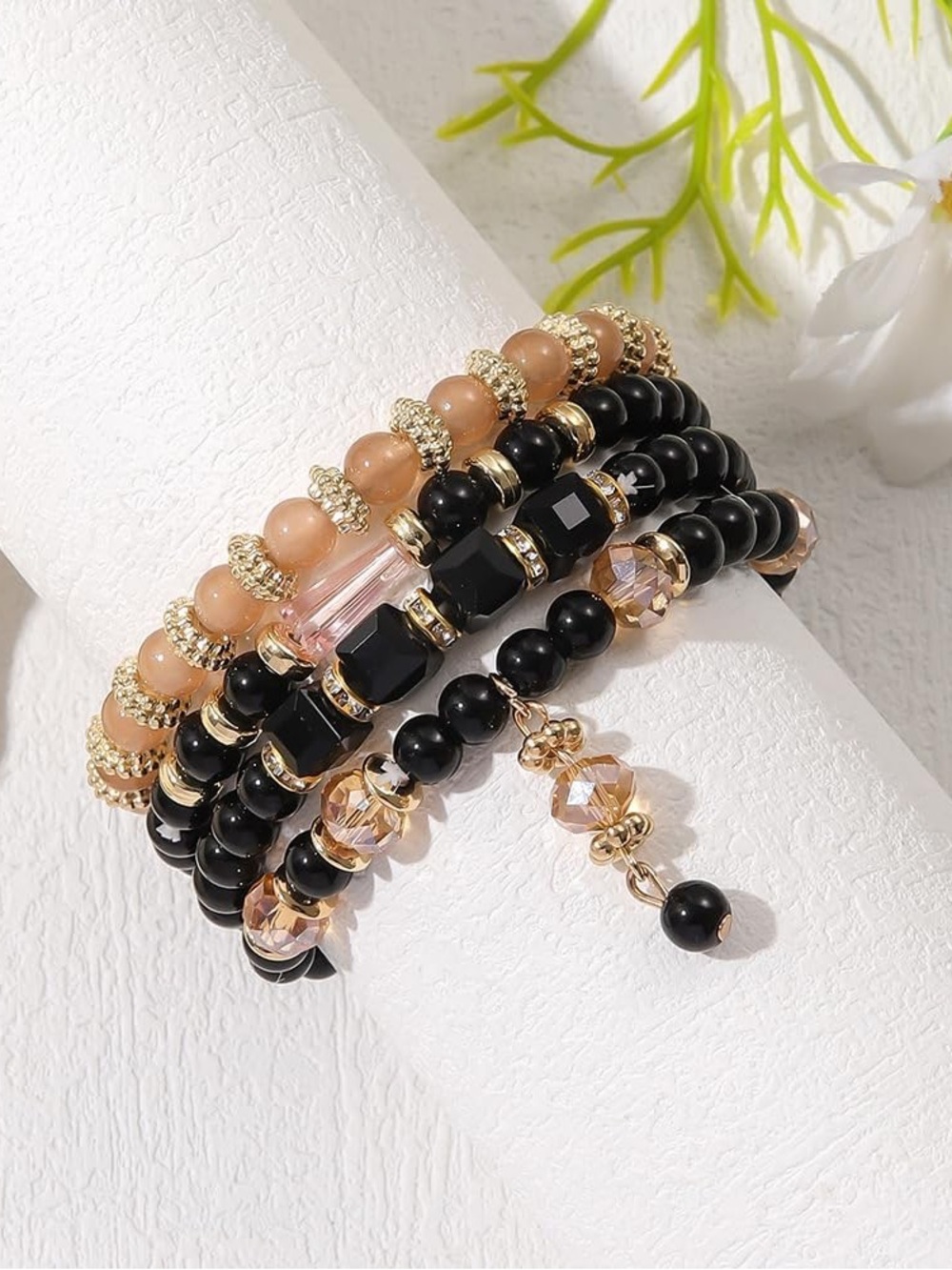 Elegant Bohemian-Style Stackable Stretch Bracelet Set